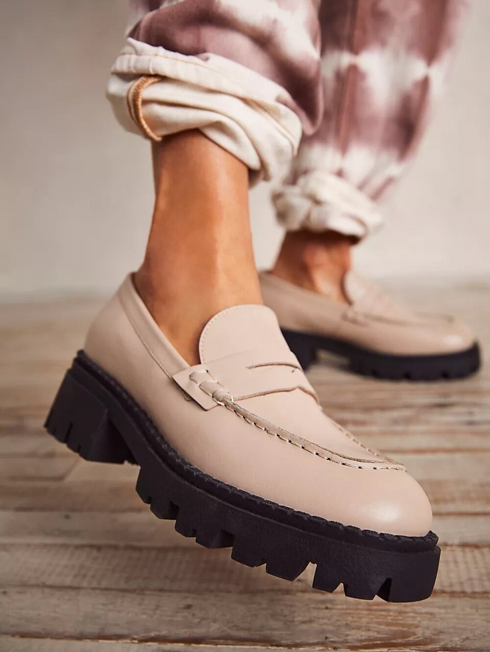 Free People Lyra Lug Sole Loafer Leather EU 38